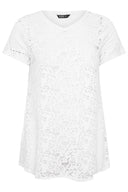 טישירט במידות גדולות צווארון V חולצה ללא שרוולים תחרה ללא בטנה 304100