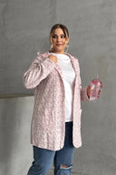 קרדיגן במידות גדולות שרוול ארוך קפוצ׳ון עם כיסים פתוח 301794