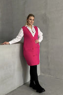 קרדיגן במידות גדולות ללא שרוולים עם כפתורים מראה כיס 300861