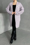 קרדיגן במידות גדולות שרוול ארוך פתוח סריגה דקה 302300