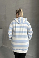 קרדיגן במידות גדולות שרוול ארוך קפוצ׳ון עם כיסים עם רוכסן 74-104