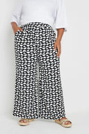 מכנסיים במידות גדולות גומי במותן גזרה רחבה דוגמת לבבות עם כיסים 303492