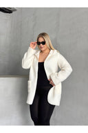 ז׳קט במידות גדולות ללא סגירה כיסים קפוצ׳ון דק פלוש 301256