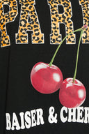 טי שירט במידות גדולות עם צווארון עגול שרוולים קצרים עם הדפסה 304176