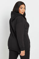 סווטשירט במידות גדולות עם כובע כיסים ופירוט רוכסן 303800