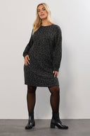 שמלה במידות גדולות שרוול ארוך דוגמת נמר מעל הברך 285058