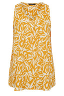 טישירט במידות גדולות ללא שרוולים צווארון V דוגמת פרחים גזרה א-סימטרית קפלים בחזית 616295