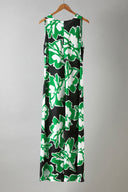 שמלה במידות גדולות מקסי ללא שרוולים צווארון V דוגמת פרחים פרטי כיווץ קדמי 615376