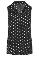 טישירט במידות גדולות ללא שרוולים צווארון פולו פרטי כפתורים דוגמת נקודות 303958