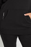 סווטשירט במידות גדולות עם כובע כיסים ופירוט רוכסן 303800