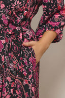 שמלה ארוכה במידות גדולות צווארון V דוגמת עם הדפס גזרת מעטפת 616311