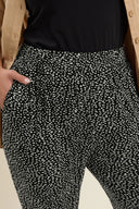 מכנס במידות גדולות מכפלת צרה מעל הקרסול גזרה קצרה עם הדפס עם כיסים 302447