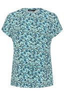 טישירט במידות גדולות שרוול קצר צווארון עגול רחב דוגמת סגנון קרמיקה 304190