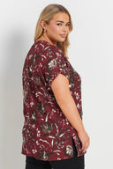 טישירט במידות גדולות שרוול קצר צווארון עגול עם הדפס 303841