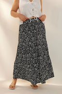 חצאית במידות גדולות חיתוך ארוך ללא כיסים גומי במותן עם הדפס 160320