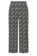 מכנסיים במידות גדולות קרסול רחב גומי במותן דוגמת אבסטרקט שתי כיסים קדמיים 303772