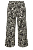 מכנסיים רחבים במידות גדולות גומי במותן ללא כיסים עם הדפס רגל 303309