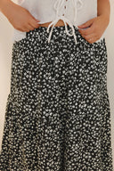 חצאית במידות גדולות חיתוך ארוך ללא כיסים גומי במותן עם הדפס 160320