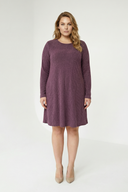 שמלה במידות גדולות שרוול ארוך צווארון עגול עם כיסים בד במרקם 100-186