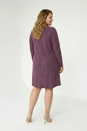 שמלה במידות גדולות שרוול ארוך צווארון עגול עם כיסים בד במרקם 100-186