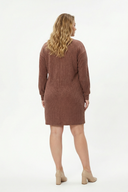 שמלה במידות גדולות שרוול ארוך צווארון עגול גזרה ישרה 100-189