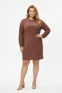 שמלה במידות גדולות שרוול ארוך צווארון עגול גזרה ישרה 100-189