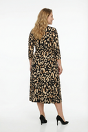 שמלה במידות גדולות חצי שרוול צווארון V דוגמת נמר חגורה במותן 100-92