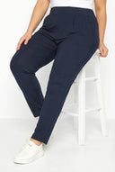 מכנסיים צמודים במידות גדולות עם כיסים גומי במותן לייקרה קרסול צר 103368