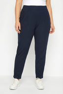 מכנסיים צמודים במידות גדולות עם כיסים גומי במותן לייקרה קרסול צר 103368