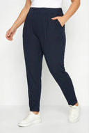 מכנסיים צמודים במידות גדולות עם כיסים גומי במותן לייקרה קרסול צר 103368