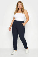 מכנסיים צמודים במידות גדולות עם כיסים גומי במותן לייקרה קרסול צר 103368