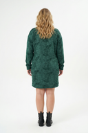 שמלה במידות גדולות שרוול ארוך צווארון עגול עם כיסים עם הדפס 106-77