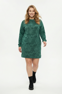 שמלה במידות גדולות שרוול ארוך צווארון עגול עם כיסים עם הדפס 106-77