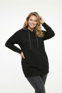 שמלה במידות גדולות שרוול ארוך קפוצ׳ון בד רך 303590