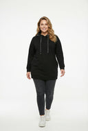 שמלה במידות גדולות שרוול ארוך קפוצ׳ון בד רך 303590