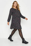 שמלה במידות גדולות קשירה בצוואר דוגמת פרחים מידי 137628