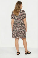 שמלה במידות גדולות צווארון V שרוול קצר דוגמת פרחים מיני 137983