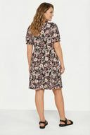 שמלה במידות גדולות צווארון V שרוול קצר דוגמת פרחים מיני 137983