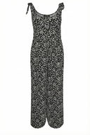 אוברול במידות גדולות מקסי קרסול רחב דוגמת פרחים כתפיות קשירה 137986