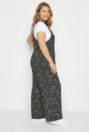 אוברול במידות גדולות מקסי קרסול רחב דוגמת פרחים כתפיות קשירה 137986