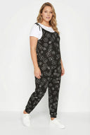 אוברול במידות גדולות הריון גזרה צרה קשירה כתפיות דוגמת פרחים ארוך 158433