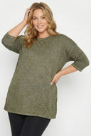 טישירט במידות גדולות חצי שרוול צווארון עגול מעוטרת באבנים 173260