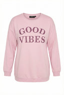 סווטשירט במידות גדולות דוגמת כיתוב צווארון עגול 173598