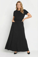 חצאית במידות גדולות מקסי גומי במותן שתי כיסים קדמיים 194938