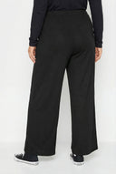 מכנסיים במידות גדולות פרטי קפלים גומי במותן עם כיסים רגל רחבה 213839