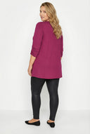 חולצה במידות גדולות צווארון V עיטורי ניטים ניטים חצי שרוול 285017