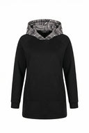 קפוצ׳ון במידות גדולות שרוול ארוך כיס קנגורו שסעים בצדדים 300372