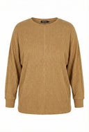 חולצה במידות גדולות עם צווארון עגול ושרוולים ארוכים במרקם רך 301417