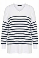 טישירט במידות גדולות צווארון V שרוול ארוך שסעים בצדדים 301620