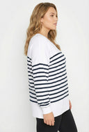 טישירט במידות גדולות צווארון V שרוול ארוך שסעים בצדדים 301620